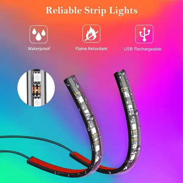 Bande LED d'Ambiance Voiture 48 LEDs Port USB Contrôle APP