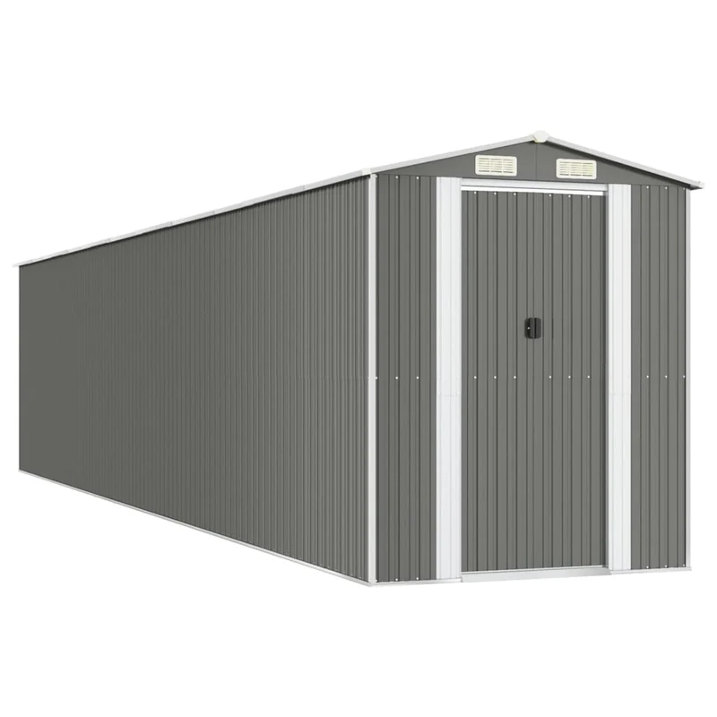 Abri de jardin cabane cabanon maison de stockage remise extérieur hangar outils robuste clair 192 x 938 x 223 cm acier galvanisé gris 02_0022264