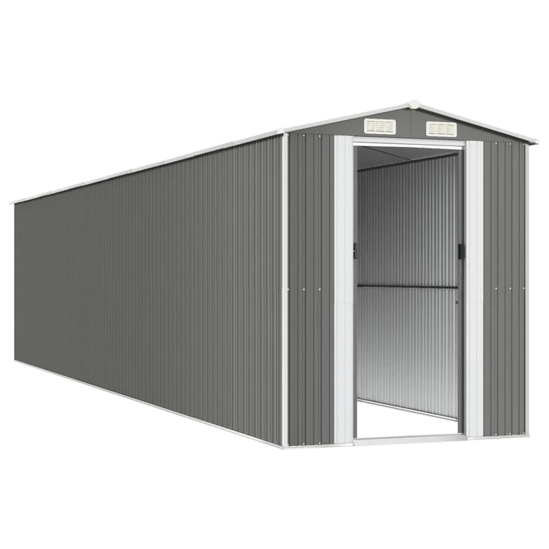 Abri de jardin cabane cabanon maison de stockage remise extérieur hangar outils robuste clair 192 x 938 x 223 cm acier galvanisé gris 02_0022264