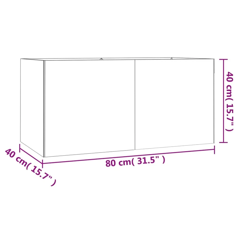 Jardinière bac lit surélevé plantes fleurs terrasse jardin 80 x 40 x 40 cm acier corten marron 02_0037869