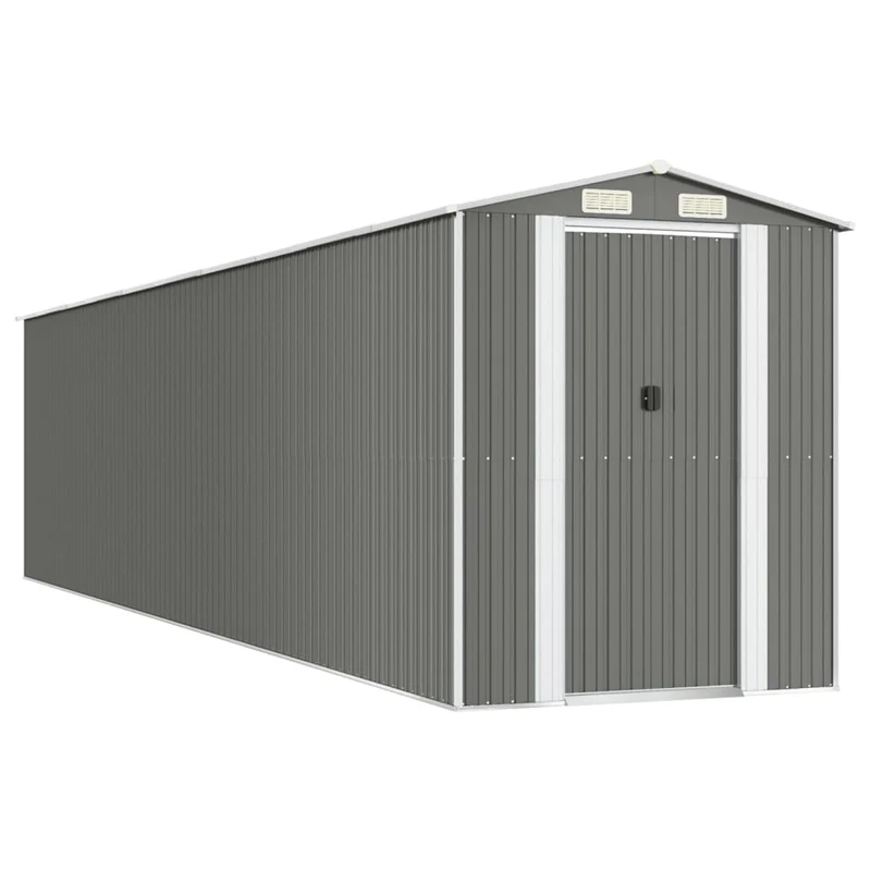 Abri de jardin cabane cabanon maison de stockage remise extérieur hangar outils robuste clair 192 x 855 x 223 cm acier galvanisé gris 02_0022263