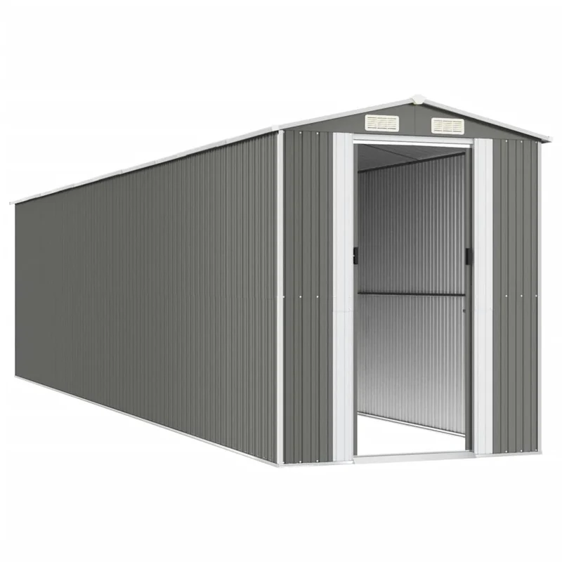Abri de jardin cabane cabanon maison de stockage remise extérieur hangar outils robuste clair 192 x 855 x 223 cm acier galvanisé gris 02_0022263