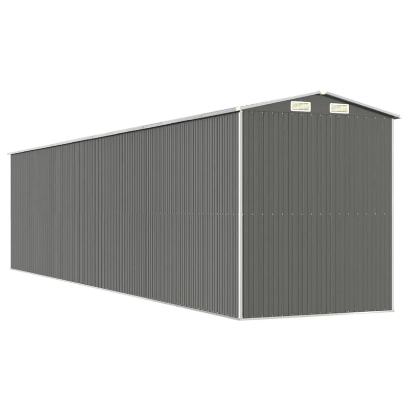 Abri de jardin cabane cabanon maison de stockage remise extérieur hangar outils robuste clair 192 x 855 x 223 cm acier galvanisé gris 02_0022263
