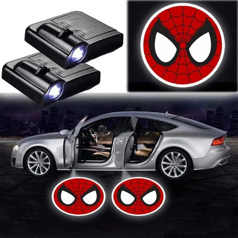 Projecteurs de porte LED Spiderman noir sans fil 2 pièces