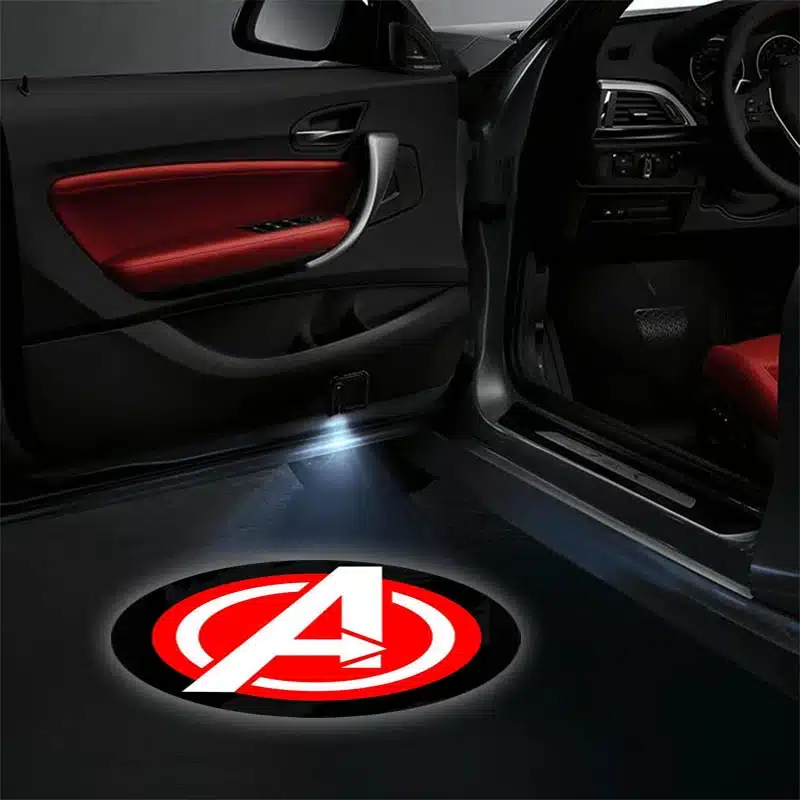 Projecteurs de porte LED Avengers 2x pour voiture, logo projeté