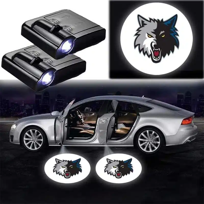 Pack 2 projecteurs de porte LED logo Wolf pour voiture