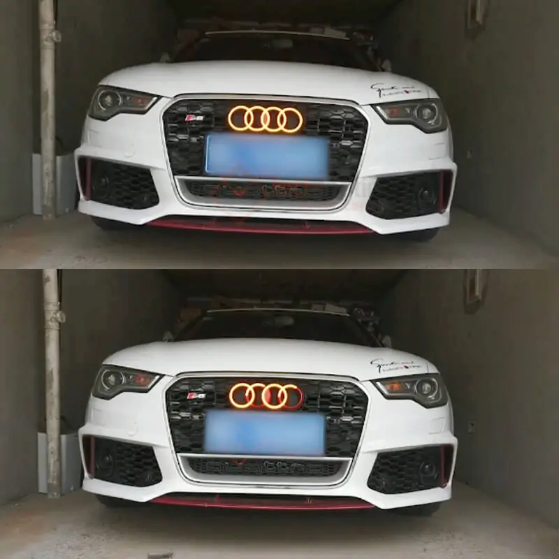 Emblème Audi Lumineux Calandre LED Noir Chromé Dynamique 4 Anneaux