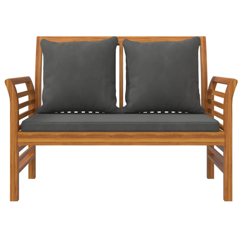 Banc de jardin meuble de patio d'extérieur terrasse de canapé avec coussins 120 x 60 x 81 cm gris foncé bois d'acacia solide 02_0011139