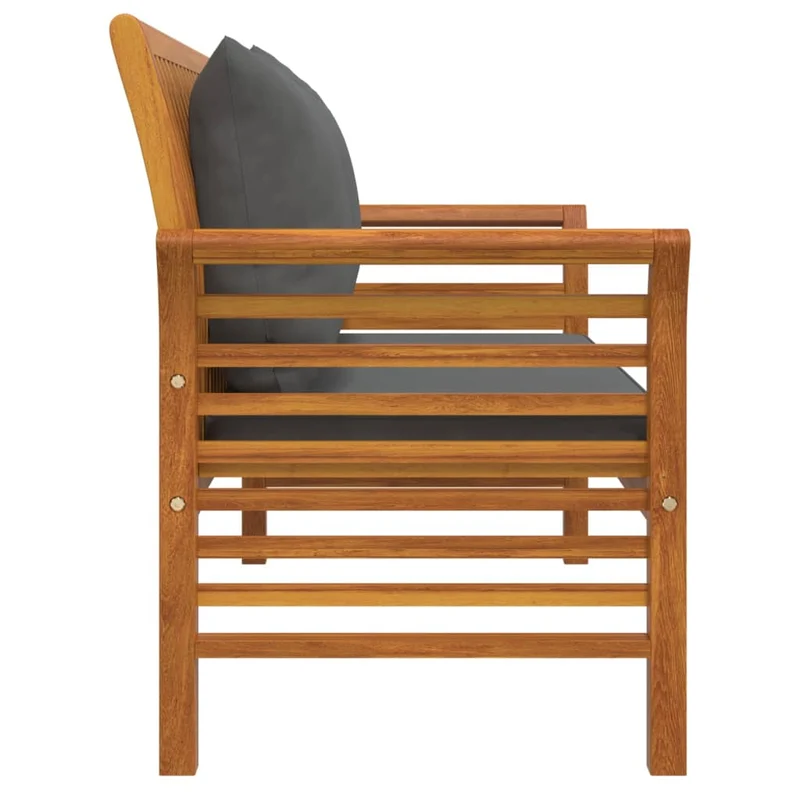 Banc de jardin meuble de patio d'extérieur terrasse de canapé avec coussins 120 x 60 x 81 cm gris foncé bois d'acacia solide 02_0011139
