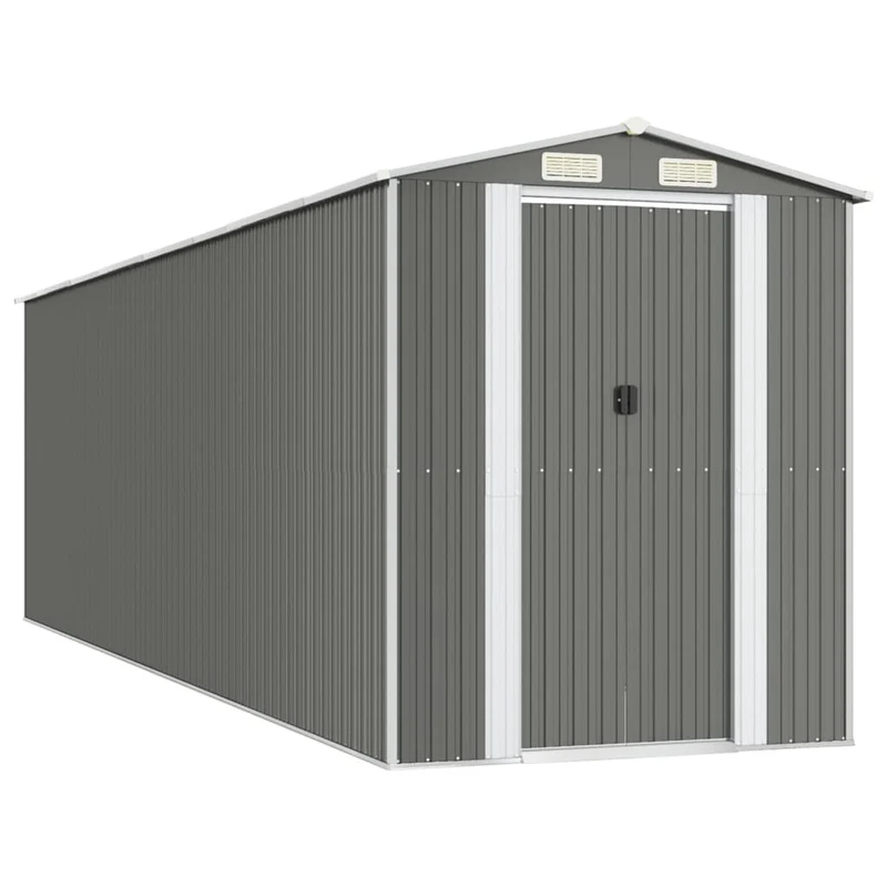 Abri de jardin cabane cabanon maison de stockage remise extérieur hangar outils robuste clair 192 x 689 x 223 cm acier galvanisé gris 02_0022261
