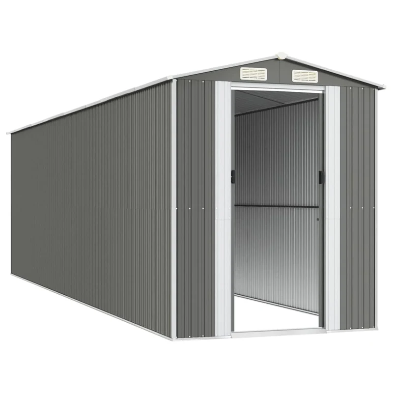 Abri de jardin cabane cabanon maison de stockage remise extérieur hangar outils robuste clair 192 x 689 x 223 cm acier galvanisé gris 02_0022261