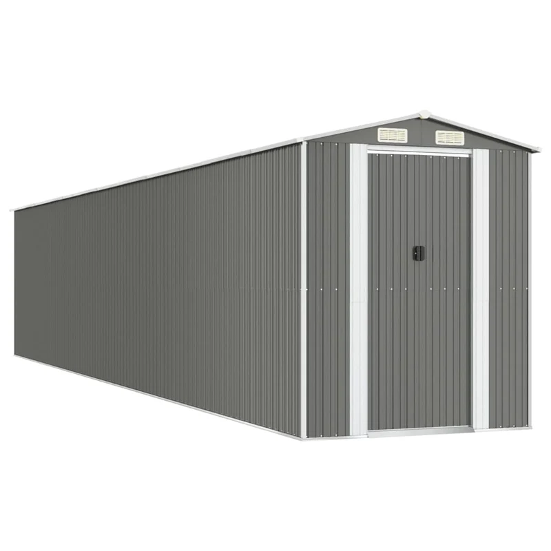 Abri de jardin cabane cabanon maison de stockage remise extérieur hangar outils robuste clair 192 x 1021 x 223 cm acier galvanisé gris 02_0022252