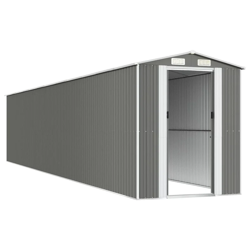 Abri de jardin cabane cabanon maison de stockage remise extérieur hangar outils robuste clair 192 x 1021 x 223 cm acier galvanisé gris 02_0022252