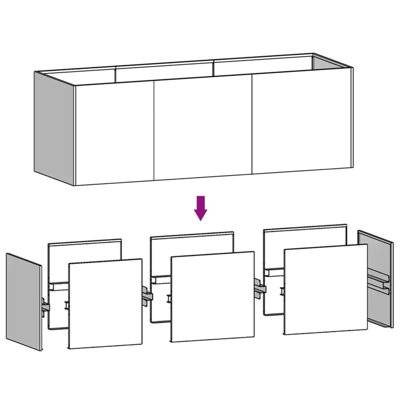 Jardinière bac lit surélevé plantes fleurs terrasse jardin de jardin 120 x 40 x 40 cm acier corten marron 02_0039342