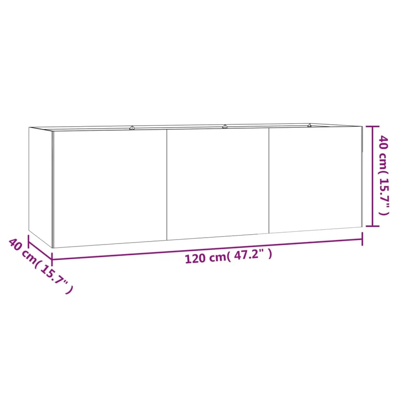 Jardinière bac lit surélevé plantes fleurs terrasse jardin de jardin 120 x 40 x 40 cm acier corten marron 02_0039342