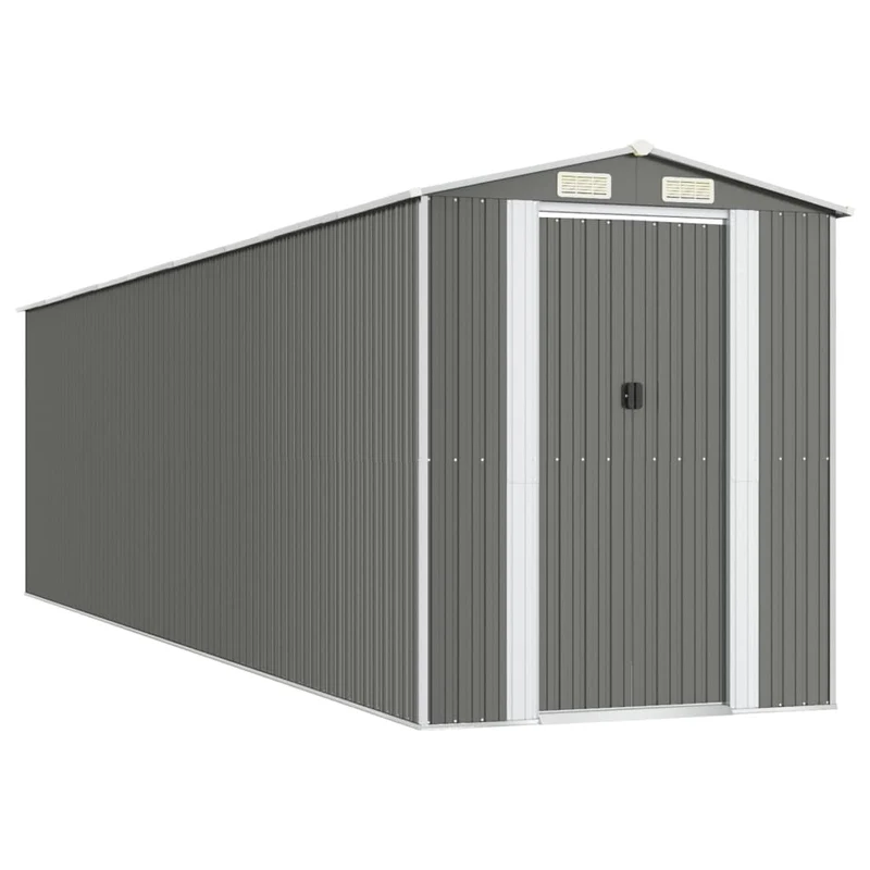 Abri de jardin cabane cabanon maison de stockage remise extérieur hangar outils robuste clair 192 x 772 x 223 cm acier galvanisé gris 02_0022262