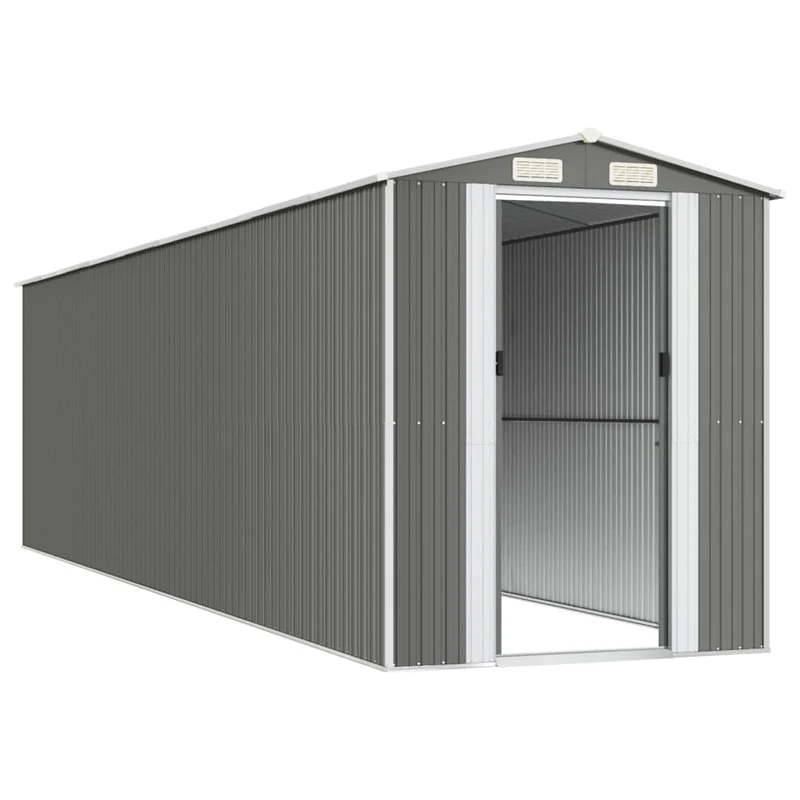 Abri de jardin cabane cabanon maison de stockage remise extérieur hangar outils robuste clair 192 x 772 x 223 cm acier galvanisé gris 02_0022262