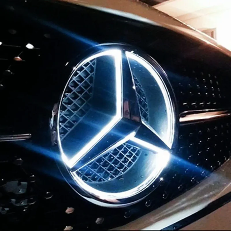 Emblème Lumineux Mercedes LED Calandre 18,5cm 12V Bleu Rouge Blanc