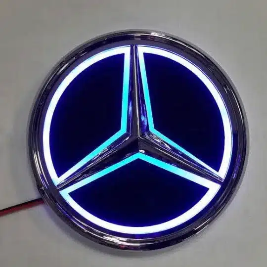 Emblème Lumineux Mercedes LED Calandre 18,5cm 12V Bleu Rouge Blanc