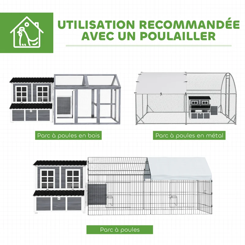 Poulailler xl jardin 100 x 86 x 100 cm nichoir 3 compartiments et tiroir amovible style rustique en bois gris clair 21_0007994