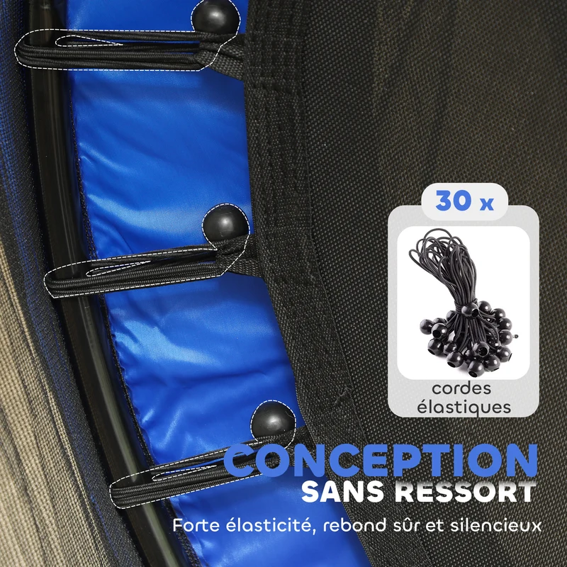 Trampoline pour enfants rond 140 x 190 cm filet de sécurité porte zippée moderne contemporain en acier galvanisé bleu 21_0000334