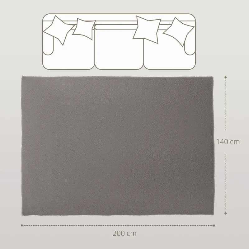 Tapis salon poils longs 200 x 140 x 2,5 cm lavable en machine antidérapant contemporain design en polyester gris clair 21_0003683