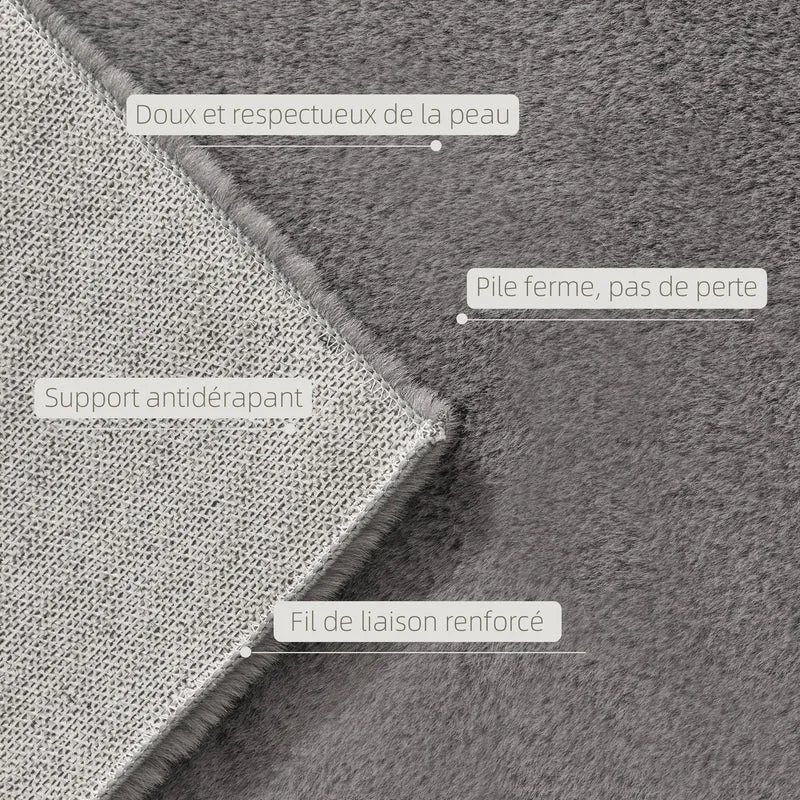 Tapis salon poils longs 200 x 140 x 2,5 cm lavable en machine antidérapant contemporain design en polyester gris clair 21_0003683