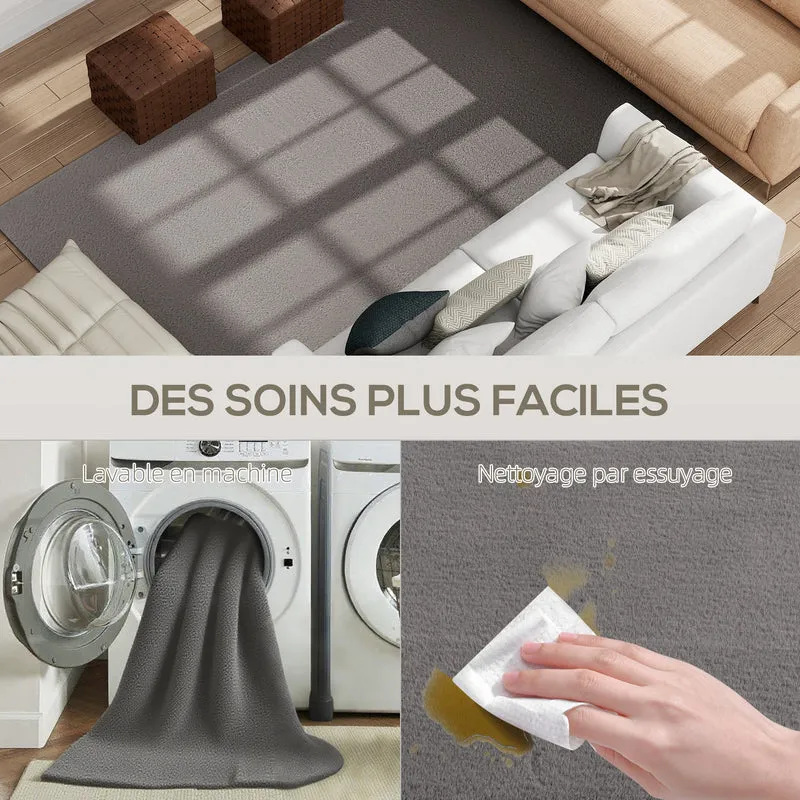 Tapis salon poils longs 200 x 140 x 2,5 cm lavable en machine antidérapant contemporain design en polyester gris clair 21_0003683