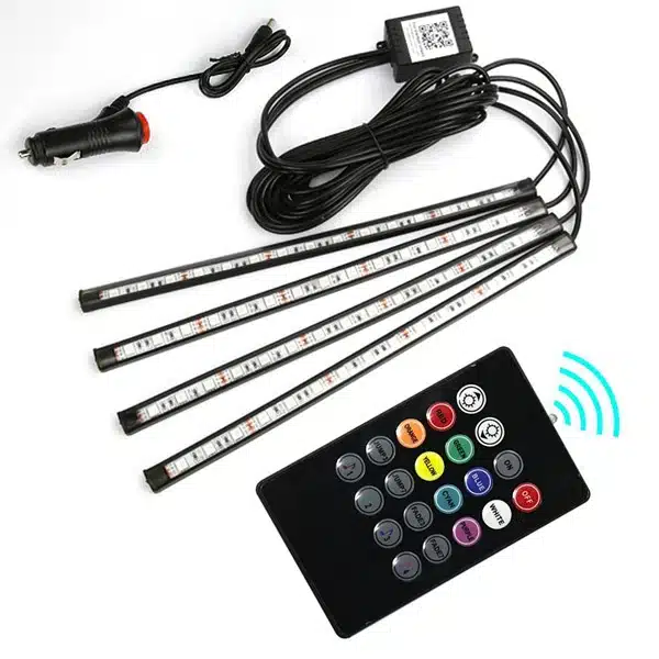 Kit d'éclairage d'ambiance voiture 48 LED multicolore intérieur