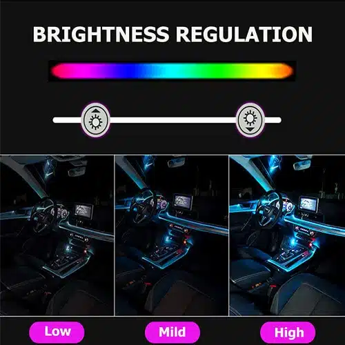 Kit d'éclairage d'ambiance LED multicolore fibre optique 5-en-1 intérieur voiture