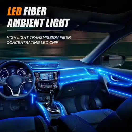 Kit d'éclairage d'ambiance LED multicolore fibre optique 5-en-1 intérieur voiture