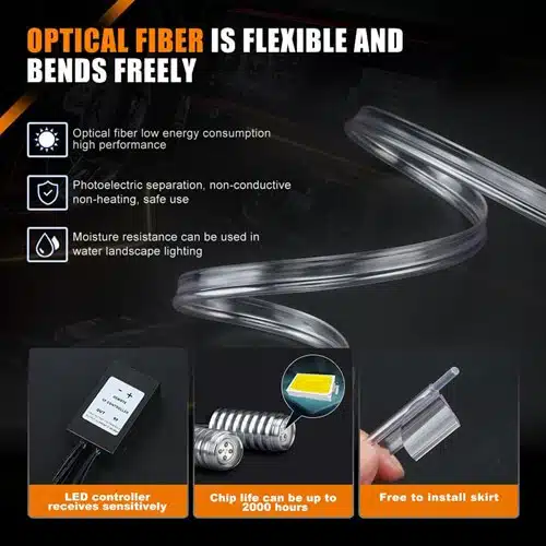 Kit d'éclairage d'ambiance LED multicolore fibre optique 5-en-1 intérieur voiture