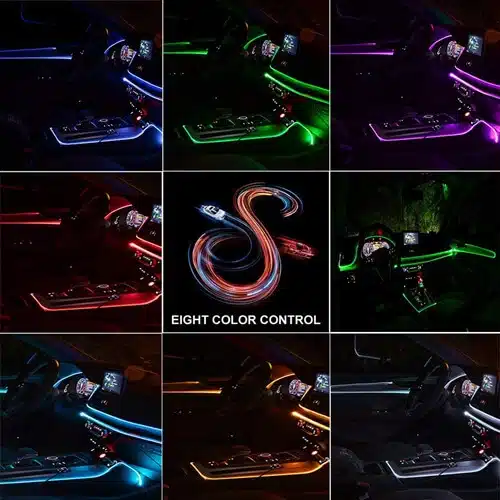 Kit d'éclairage d'ambiance LED multicolore fibre optique 5-en-1 intérieur voiture