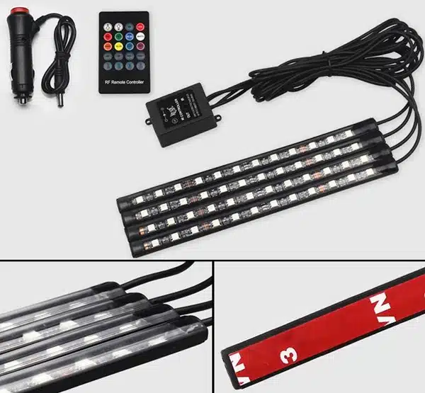 Lumière d'ambiance voiture 72 LED RGB intérieur multicolore