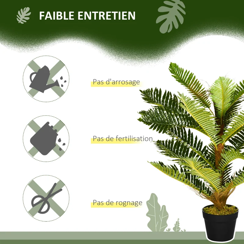 Plante artificielle palmier salon 85 x 16 x 13 cm feuillage réaliste entretien facile tendance scandinave en peva vert 21_0001260