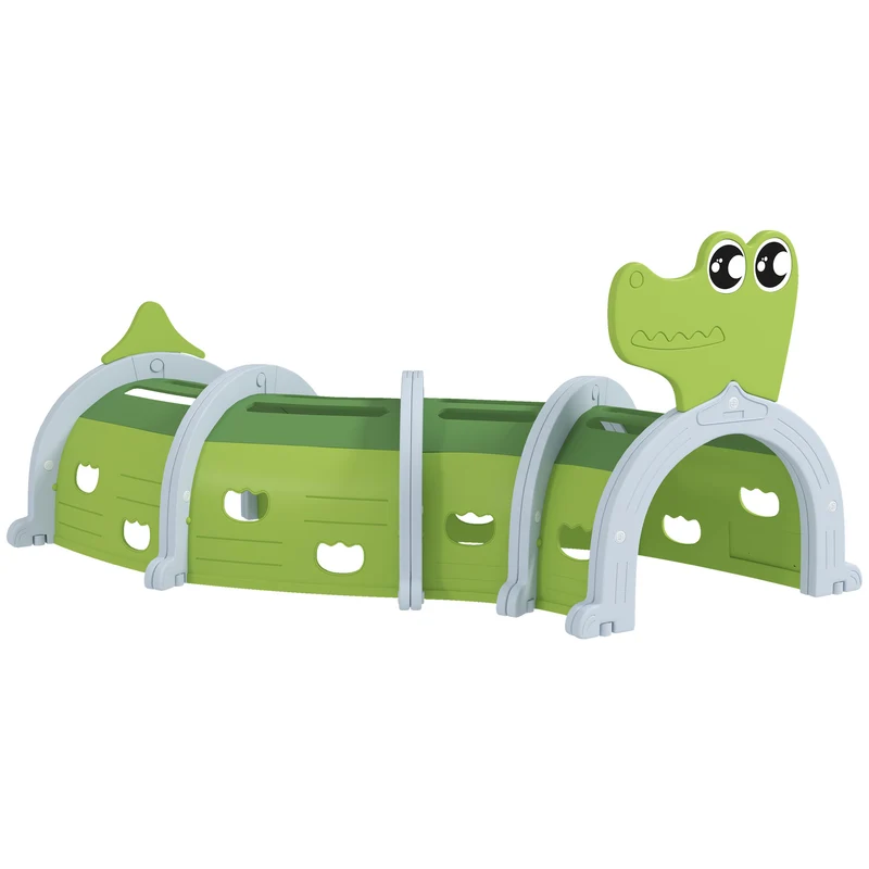 Tunnel enfant forme crocodile modulable 194 x 88 x 92 cm stable 5 paires configurable arc ou s moderne en hdpe vert 21_0000417
