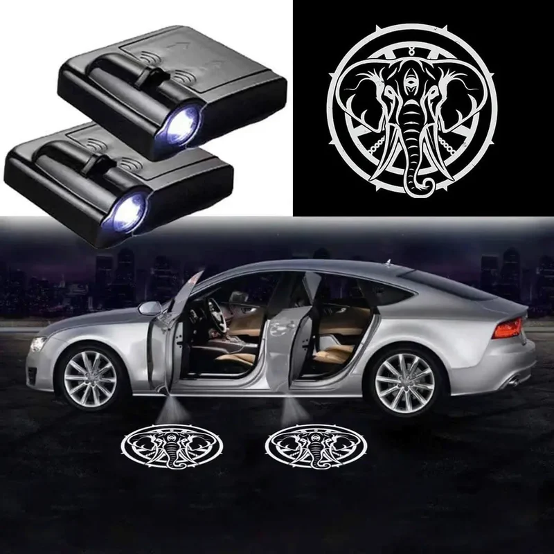 Projecteurs de Porte LED Sans Fil Logo Éléphant Pack 2
