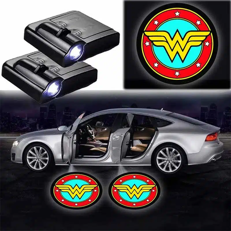 2x Projecteurs LED Porte Voiture Logo Wonder Woman Sans Fil