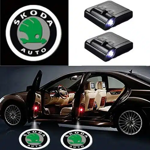 2X Projecteurs de Porte LED Skoda Sans Fil - Logo Projecteur