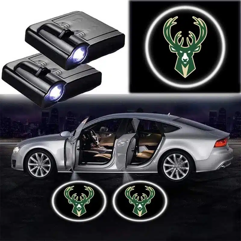 Projecteurs de porte LED Milwaukee Bucks NBA 2 pièces