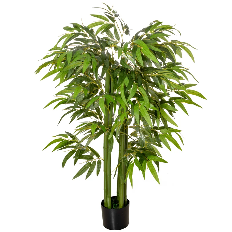 Plante artificielle bambou usage intérieur 140 cm pré-potée stable sans entretien contemporain salon en polyéthylène vert 21_0001244