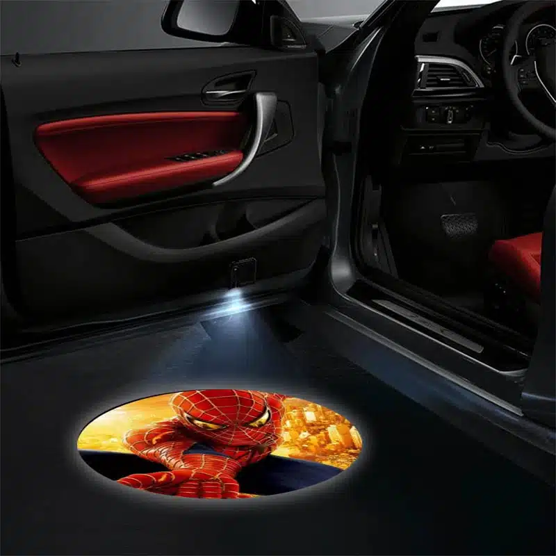 2x Projecteurs de Porte LED Spiderman Marvel projection logo voiture