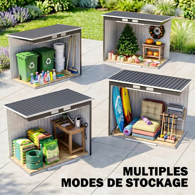 Abri de jardin rangement 213 x 130 x 172 cm toit incliné ventilation moderne industriel en acier galvanisé gris foncé 21_0004174