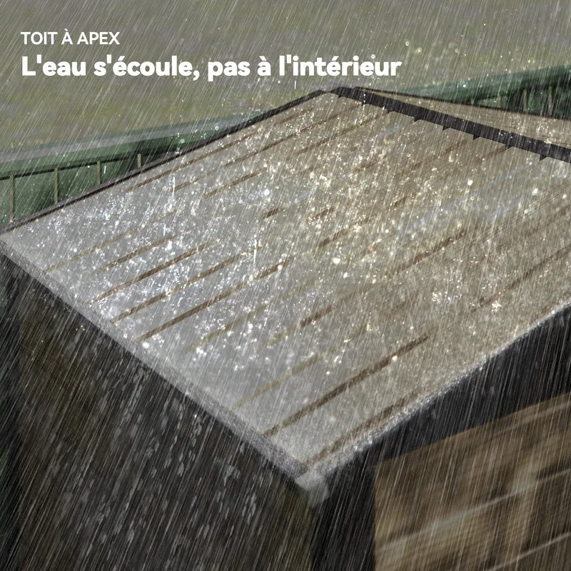 Abri de jardin 190 x 131 x 188 cm porte sécurisée ventilation anti condensation contemporain en acier galvanisé chêne 21_0005461