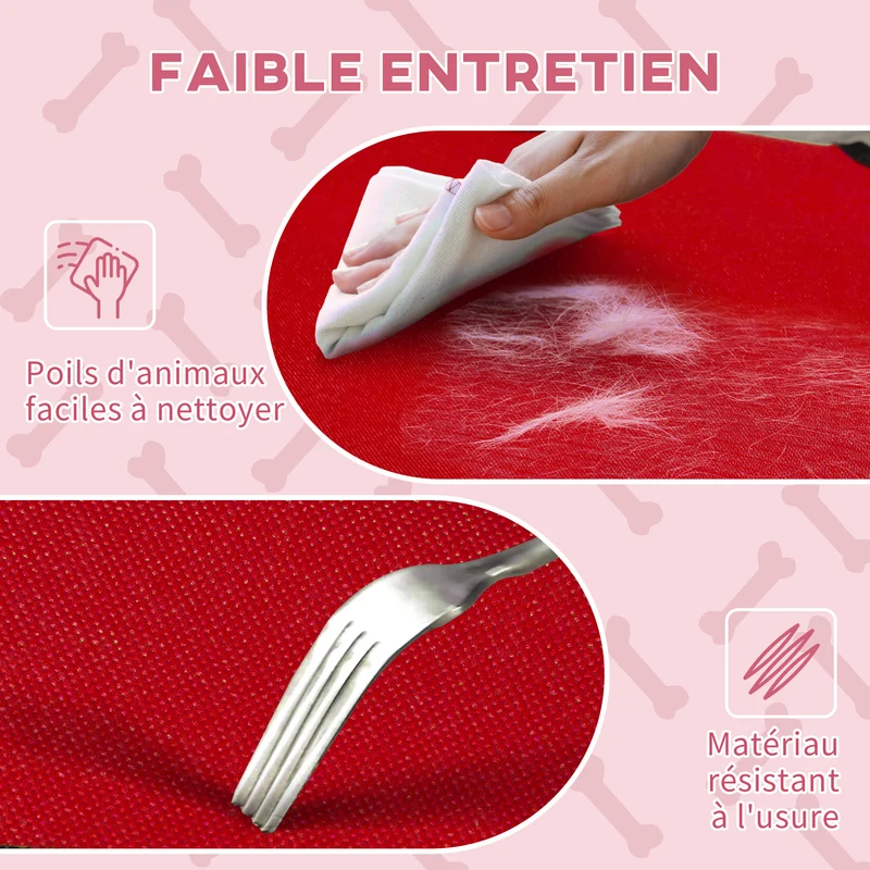 Lit sur pieds pour chien chat xxl 122 x 92 x 23 cm ventilé anti-humidité extérieur intérieur moderne en textilène rouge 21_0007342