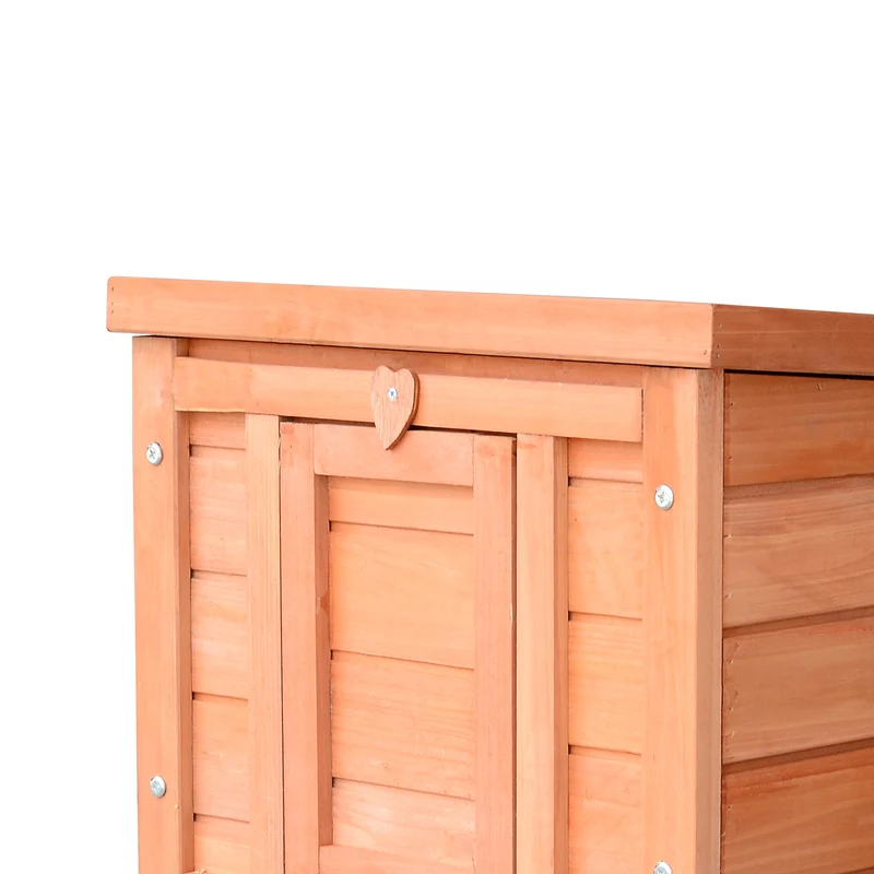 Clapier pour lapins extérieur surélevé 51 x 42 x 43 cm toit ouvrant rampe antidérapante douillet rustique en bois naturel 21_0007606
