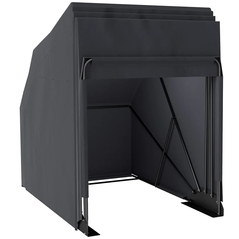 Abri de moto extérieur 345 x 135 x 191 cm pour 2 motos anti uv rétractable moderne contemporain en tissu oxford noir 21_0007195