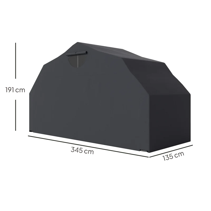 Abri de moto extérieur 345 x 135 x 191 cm pour 2 motos anti uv rétractable moderne contemporain en tissu oxford noir 21_0007195