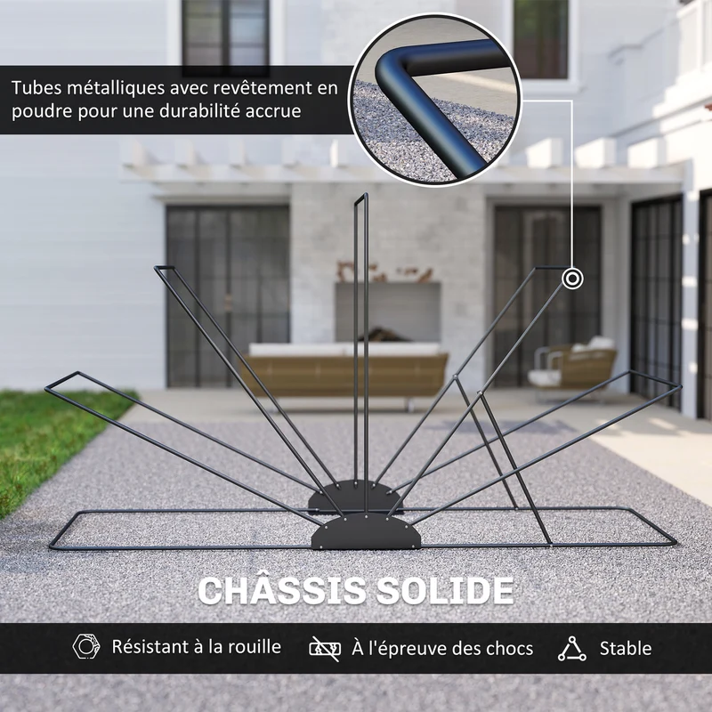Abri de moto extérieur 345 x 135 x 191 cm pour 2 motos anti uv rétractable moderne contemporain en tissu oxford noir 21_0007195