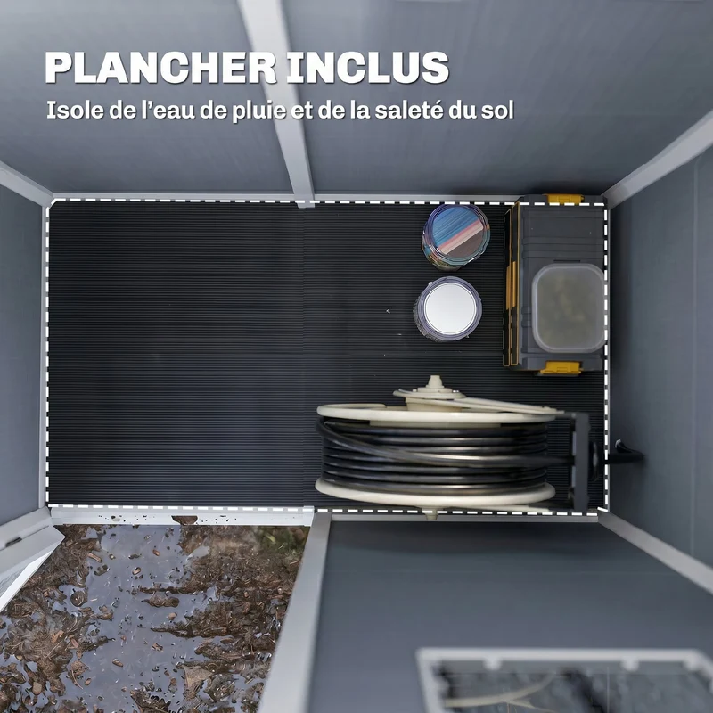 Abri de jardin 151 x 92 x 193 cm porte verrouillable avec ventilation design contemporain extérieur en aluminium gris 21_0004362